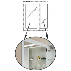 Innenspiegel: Höhe: 60 cm, Breite: 28 / 18 cm