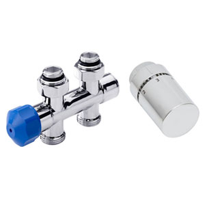 Montage-Set: Mittelanschluss Boden, Durchgangsvariante, chrom