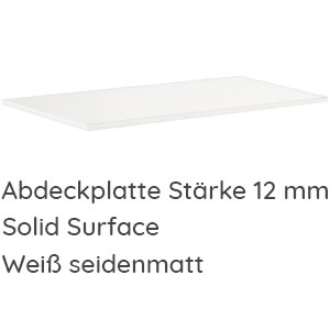 Abdeckplatte: Abdeckplatte 606 mm - Stärke 12 mm - Weiß seidenmatt