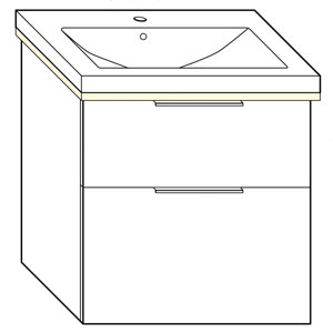 Ausführung Waschtisch mit Unterschrank: 63 cm, aus Keramik, inkl. Waschtisch-Beleuchtung