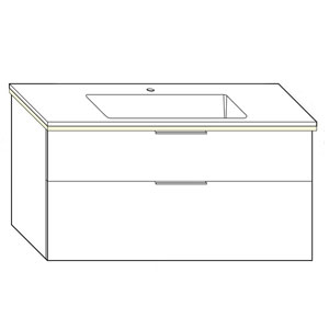 Ausführung Waschtisch mit Unterschrank: 122 cm, aus Mineralguss, inkl. Waschtisch-Beleuchtung