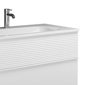 Ausführung Waschtisch mit Unterschrank: mit Plisséefront - Weiß Matt