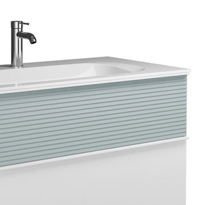 Ausführung Waschtisch mit Unterschrank: mit Plisséefront - Eisblau Softmatt