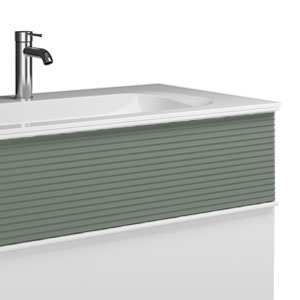Ausführung Waschtisch mit Unterschrank: mit Plisséefront - Rauchgrün Softmatt