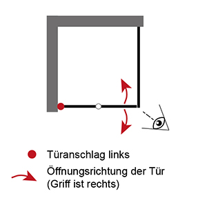 Anschlag Drehfalttür: Links (mit Seitenwand)