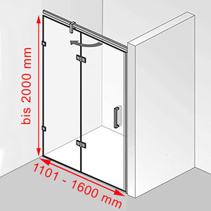 Breite / Höhe: 1101 - 1600 mm / bis 2000 mm