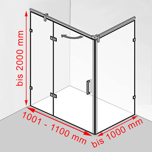 Breite / Tiefe / Höhe: 1001 - 1100 mm / bis 1000 mm / bis 2000 mm