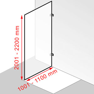 Breite / Höhe: 1001 - 1100 mm / 2001 - 2200 mm