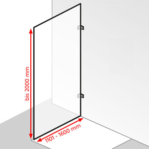 Breite / Höhe: 1101 - 1600 mm / bis 2000 mm