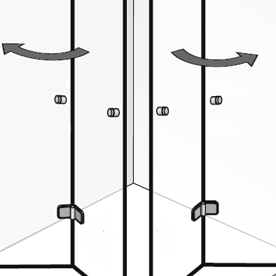 Zusatzgriff: mit zusätzlichen Griffen an dem jeweils 2. Türelement
