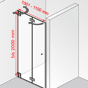 Breite / Höhe: 1001 - 1100 mm / bis 2000 mm