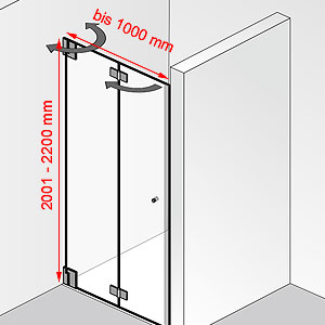 Breite / Höhe: bis 1000 mm / 2001 - 2200 mm