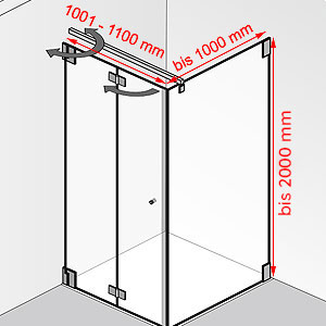 Breite / Tiefe / Höhe: 1001 - 1100 mm / bis 1000 mm / bis 2000 mm