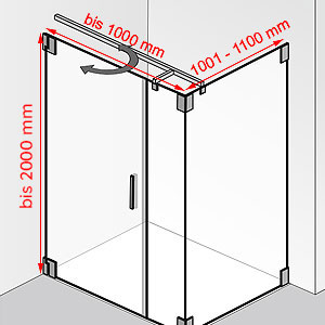 Breite / Tiefe / Höhe: bis 1000 mm / 1001 - 1100 mm / bis 2000 mm