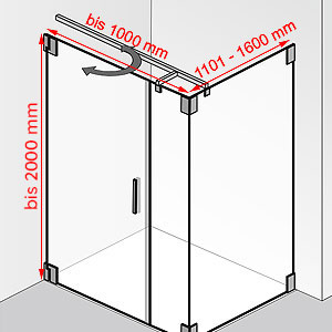 Breite / Tiefe / Höhe: bis 1000 mm / 1101 - 1600 mm / bis 2000 mm