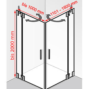 Breite / Tiefe / Höhe: bis 1000 mm / 1101 - 1600 mm / bis 2000 mm