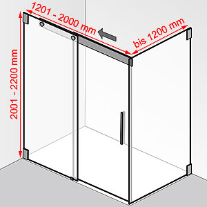 Breite / Tiefe / Höhe: 1201 - 2000 mm / bis 1200 mm / 2001 - 2200 mm