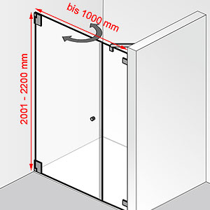 Breite / Höhe: bis 1000 mm / 2001 - 2200 mm