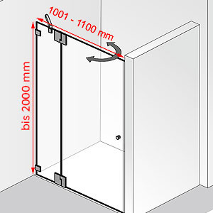Breite / Höhe: 1001 - 1100 mm / bis 2000 mm
