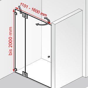 Breite / Höhe: 1101 - 1600 mm / bis 2000 mm