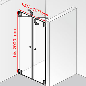 Breite / Höhe: 1001 - 1100 mm / bis 2000 mm