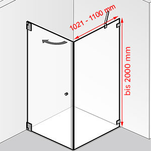 Tiefe / Höhe: 1021 - 1100 mm / bis 2000 mm