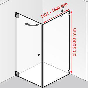 Tiefe / Höhe: 1101 - 1600 mm / bis 2000 mm