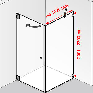 Tiefe / Höhe: bis 1020 mm / 2001 - 2200 mm