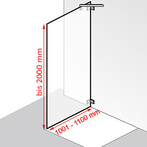 Breite / Höhe: 1001 - 1100 mm / bis 2000 mm