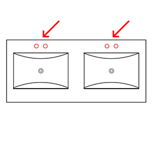 Hahnloch: mit Bohrung für 2-Loch-Armatur