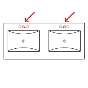 Hahnloch: mit Bohrung für 3-Loch-Armatur