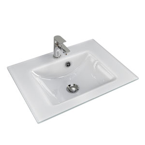 Waschtisch-Typ / -Farbe: Glas, Optiwhite, externer Überlauf