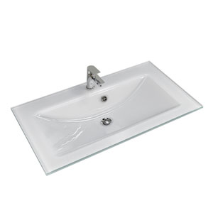 Waschtisch-Typ / -Farbe: Glas, Optiwhite, externer Überlauf