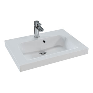 Waschtisch-Typ / -Farbe: Mineralmarmor, Weiß, integrierter Überlauf