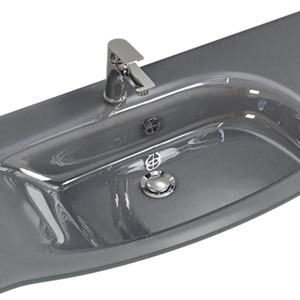 Waschtisch-Typ / -Farbe: Glaswaschtisch - Grau Metallic