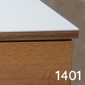 Farbe Waschtischplatte: Weiß Matt Kante: Eiche / Weiß