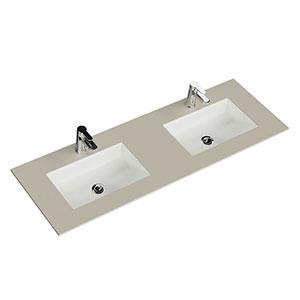 Waschtisch-Typ: Krion-Doppelwaschtisch - 151 cm, Sand Natur, Clou-Überlauf