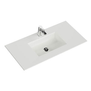 Waschtisch-Typ: Krion-Waschtisch - 106 cm, Weiß Matt, Clou-Überlauf