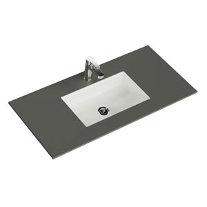 Waschtisch-Typ: Krion-Waschtisch - 106 cm, Grau Natur, Clou-Überlauf