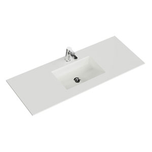 Waschtisch-Typ: Krion-Waschtisch - 136 cm, Weiß Matt, Clou-Überlauf