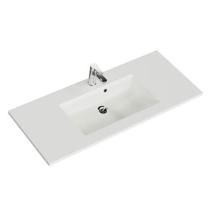 Waschtisch-Typ: Solid Surface WT - 122 cm, Weiß Matt, integrierter Überlauf
