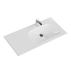 Waschtisch-Typ: Mineralmarmor-Waschtisch - 107 cm, Weiß Glanz, Clou-Überlauf