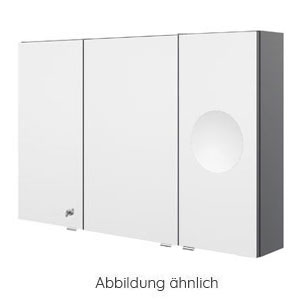 Ausführung Spiegelschrank: Abschließbare Drehtür links, Lupenspiegel rechts