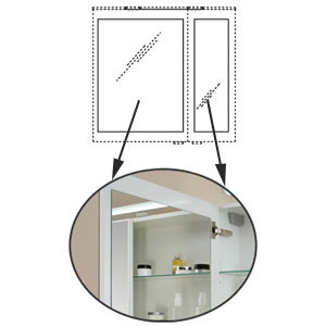 Innenspiegel: Höhe: 59,5 cm, Breite: 38 / 28 cm