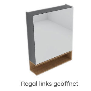 Regal Spiegelschrank: Links geöffnet