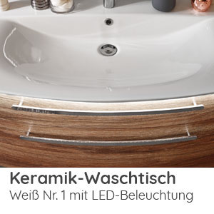 Waschtisch-Typ / -Farbe: Keramik Weiss 1220 mm Breite mit LED-Beleuchtung