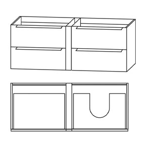Ausführung Waschtischunterschrank: Anbauelement links, mit Griffleisten