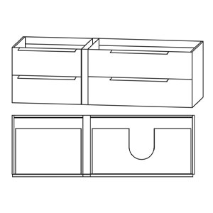 Ausführung Waschtischunterschrank: Anbauelement links, mit Griffleisten